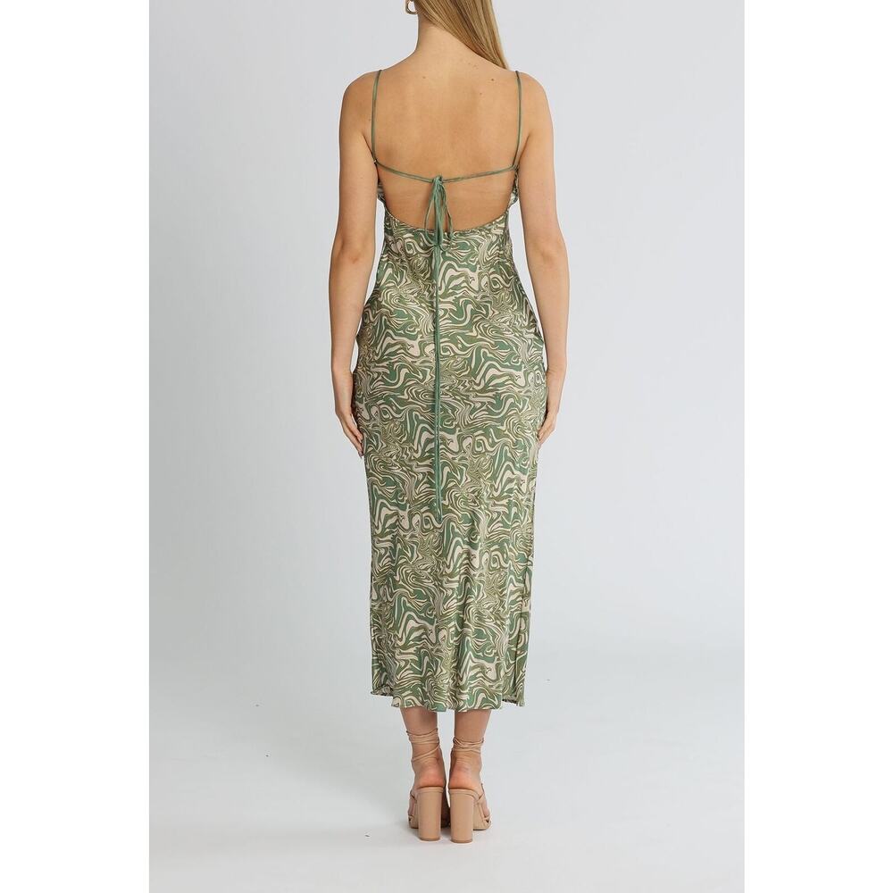Bec & Bridge Alanis Printed Silk-Satin Midi Dress - UK 6 / US 2 - Green - Picture 5 of 7